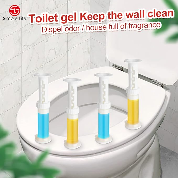 Simple Life Toilet Gel Stamp – Fresh Flower Scent, Anti-Limescale Toilet Cleaner Gel, Deodorizing & Long-Lasting Freshness, 32 Stamps, Blue & Yellow