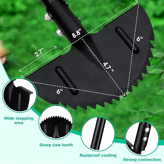 Lilyvane Half Moon Manual Lawn Edger - 36 Inch Long Handle- Heavy Duty Manual Edging Tool for Driveway, Sidewalk, Flower Bed, Landscaping Black