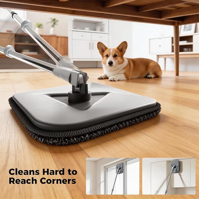 Masthome Mop and Bucket Set,360° Square Spin Mop with Separate Dirty Water System,Versatile Mops for Walls with 64" Extra Long Handle Telescopic,2 Microfiber Pads,Mops for Home Floors Cleaning
