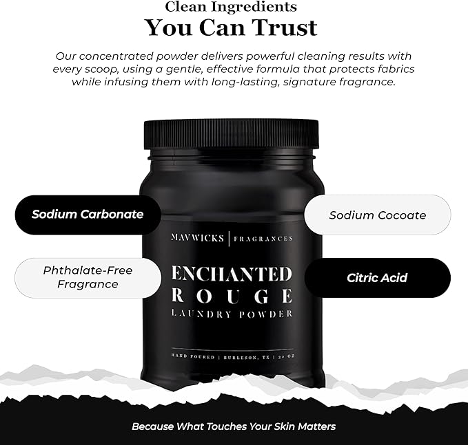 Luxury Laundry Detergent Powder (Enchanted Rouge) 32 Oz – Concentrated for Tough Stains and Odors, For All Washing machine types – Gentle on Fabrics