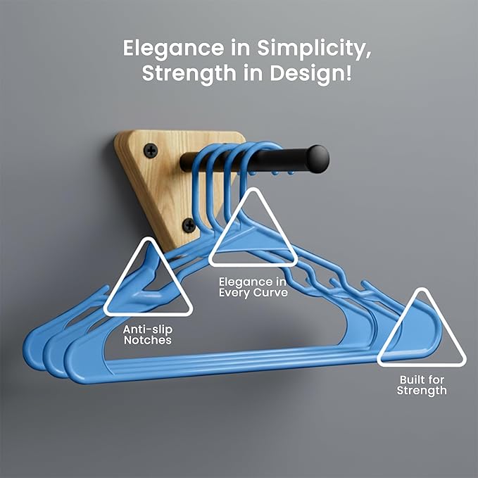 Utopia Home Plastic Hangers 50 Pack - Perfect Space Saving Clothes Hanger - Durable and Strong - Perfect Closet Organizers with Shoulder Grooves (Blue)