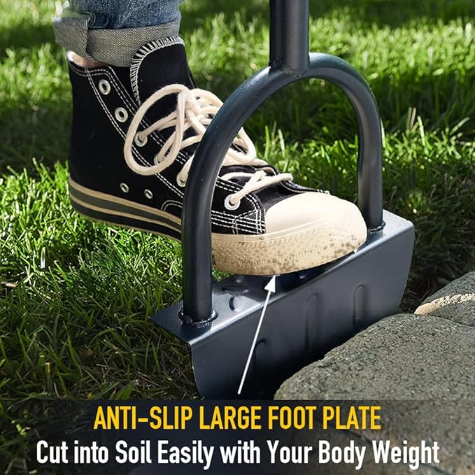 Colwelt Saw-Tooth Edger Lawn Tool, Half Moon Lawn Edger with T-Grip, Sidewalk Grass Long Handled Step Edger, 38-Inch