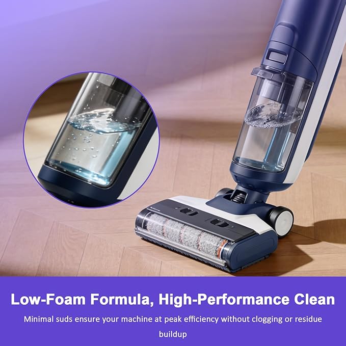 Floor Cleaning Solution Compatible With Dreame Cleaning Solution, Low Foam & No Residue, Floor Cleaner for All Robot Vacuum Cleaners and Wireless Wet Dry Dual-Use Vacuum Cleaners (Lavender, Total 1 L)