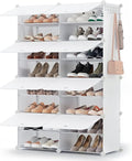 SONGMICS Shoe Rack Organizer, 8-Tier Shoe Storage Cabinet for Closet and Entryway, Holds 32 Pairs of Shoes, Adjustable, Cloud White ULPC034W03