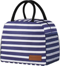 douyadady Lunch Bag Women/Men Lunch Box Women/Men (Dark blue+White Stripes)