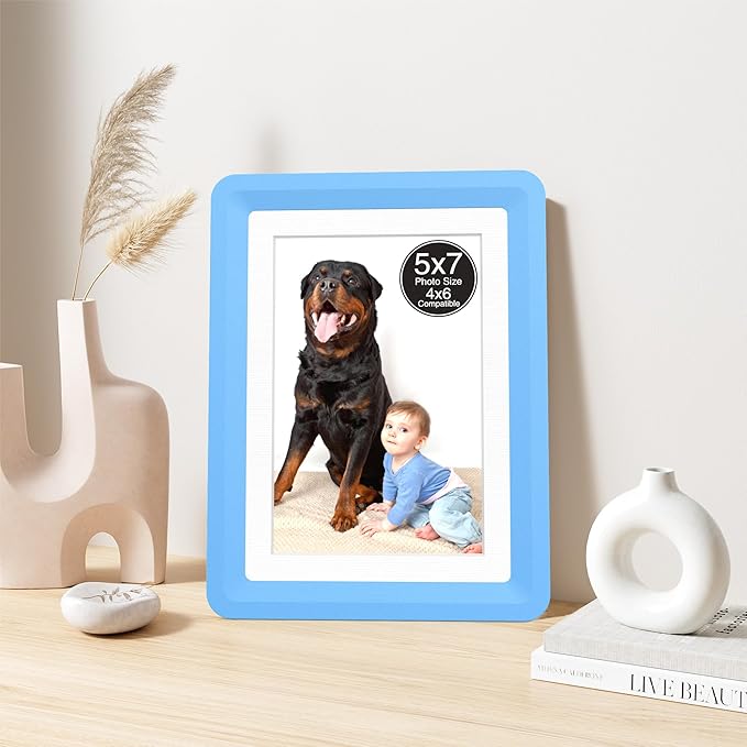 5x7 Picture Frame, Clear Acrylic Photo Frame with White Mat for 4x6 Photos, One-Piece Shatterproof Tool-Free Design, UV-Resistant Waterproof Tabletop Frame for Home Office Decor with 10-Year Warranty