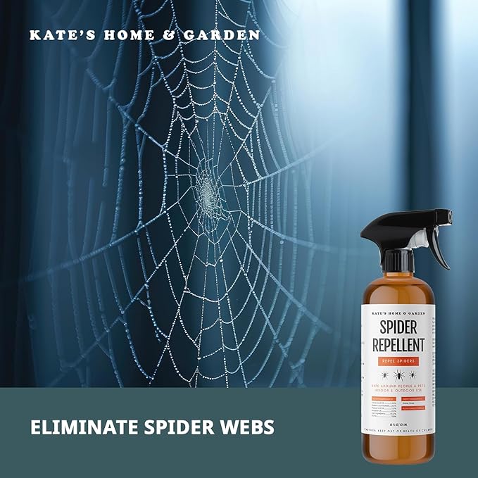 Kate's Home & Garden Spider Repellent Indoor. All Natural Peppermint Oil Spray for Spiders & Outdoor (16oz, Non Toxic Pesticide & Insecticide, Pet Safe)