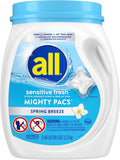 all Unit Dose Laundry Detergent, Mighty Pacs, Sensitive Fresh, 60 Count