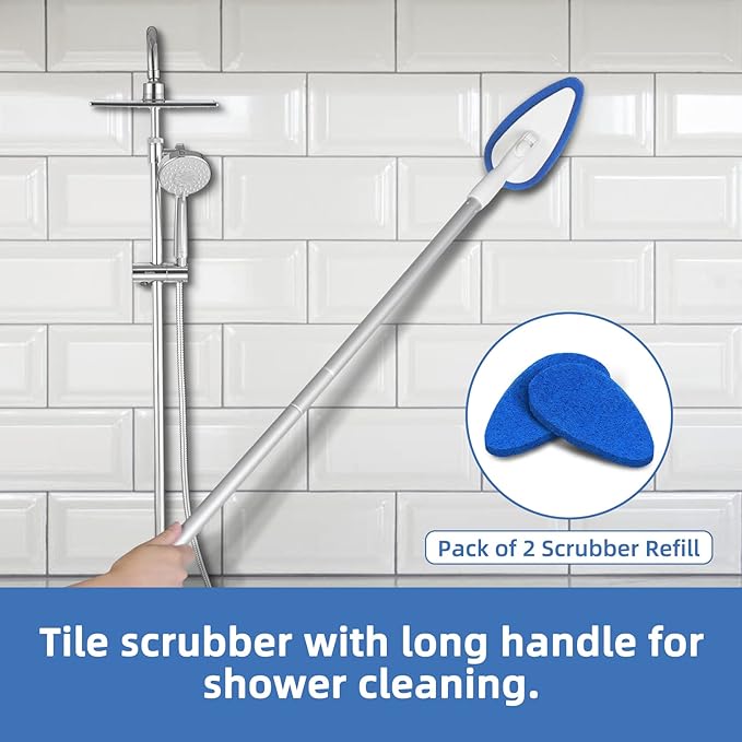 Qaestfy Pack of 2 Scrubber Pad Refill Compatible with QAE008 Shower Bathtub Tub and Tile Scrubber Cleaning Brush with Long Handle Model QAE009
