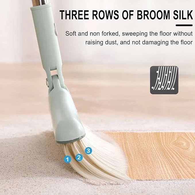31.5in Broom and Dustpan Set Hand Broom for Home & Kitchen with Comb Teeth, Stainless Steel Handle, Standing Storage, Brooms with Dustpan Combo Set Outdoor Brooms Cleaning Tools Apartment Essentials