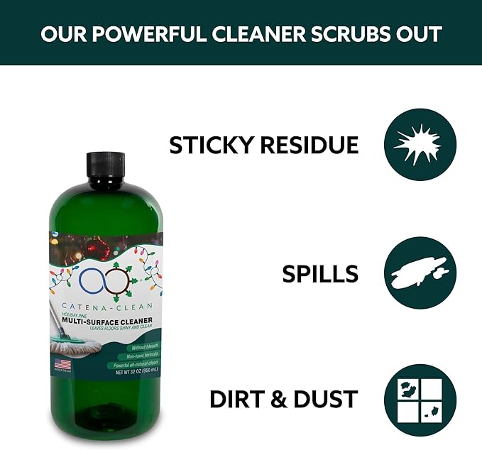 Natural Holiday Pine Scented Mop Cleaner (3 Pack) - Streak-Free Floor Cleaning Solution for Wood, Laminate & Metal Flooring - Removes Dirt, Spills, Grime & Sticky Residue 96 fl. oz total