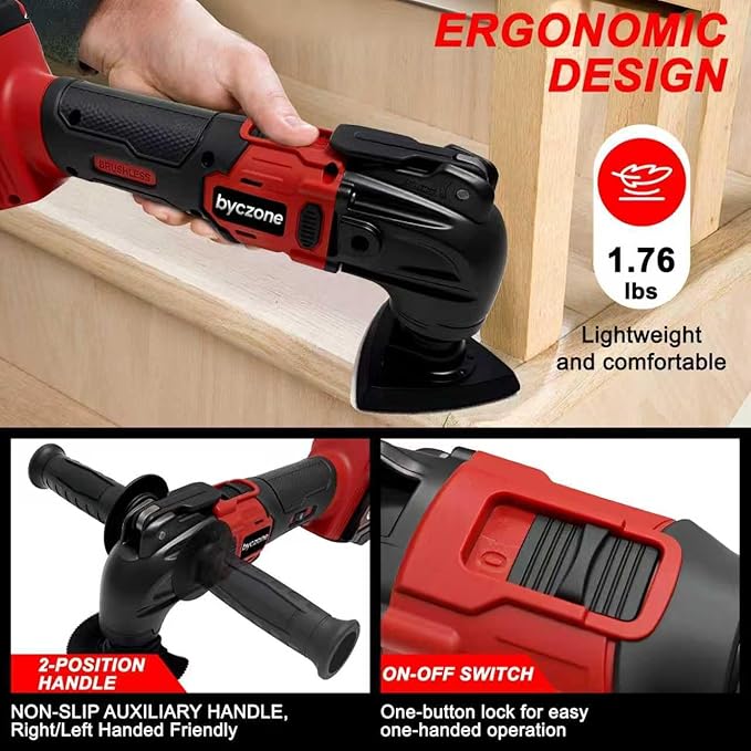 Cordless Oscillating Multitool Compatible with Milwaukee 18V Battery, Tool Only, 6 Speeds 8,500-21,000 RPM, Bulit-in LED Light, 22 Accessories, Oscillating Power Tool for Scraping Cutting Sanding
