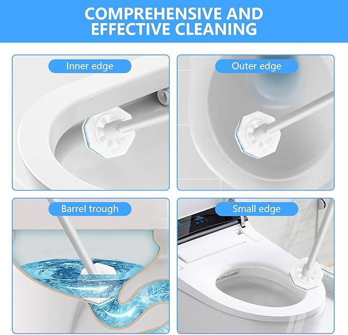 Disposable Toilet Bowl Wand Refills for Clorox, 50 Pcs - Compatible with Clorox Toilet Wand Refills, Hygienic Scrubber Heads for Bathroom Cleaning