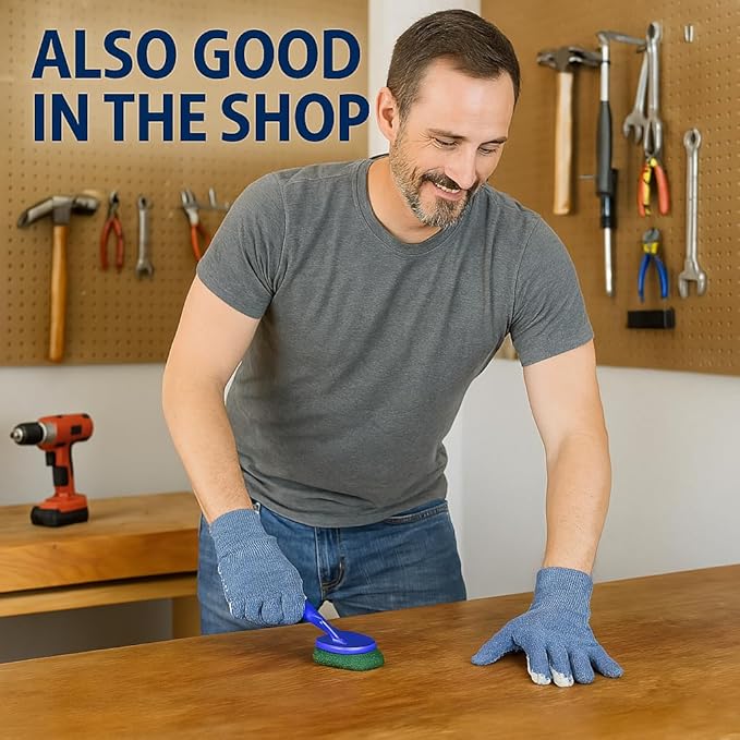 2-Pack Scouring Pad with Handle – Non-Scratch Scrubber for Kitchen, Bathroom, Tile, Cookware & Household Cleaning