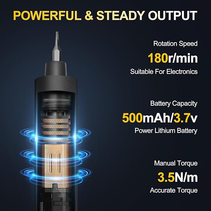 3.7V Precision Electric Screwdriver Set,76 IN 1 Mini Electric Screwdriver Cordless Set with USB Charging,5 Torque Settings Repair Tool Kit for Electronics Phone Camera Laptop Watch
