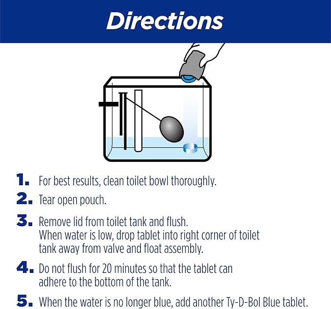 Ty-D-Bol Blue Tablets Value 5 Pack, Cleans and Deodorizer Toilets for a Fresh Smelling Bathroom