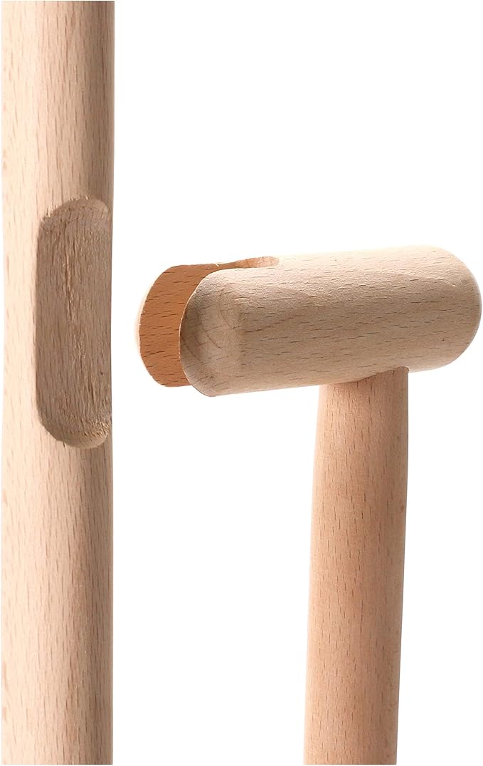 Creative Co-Op Beech Wood Broom & Standing Metal Dust Pan, Natural & Black