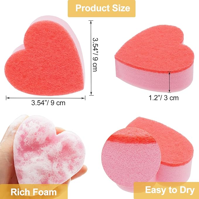 Heart Shaped Non-Scratch Scrub Sponge, Dual-Sided Cleaning Kitchen Sponge and Scrubber for Washing Dishes, Pots & Pans and Household Cleaning Supplies, 6 Scrubbing Sponges