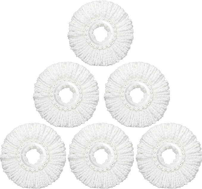 6 Pack Mop Heads Replacements Washable Microfiber Spin Mop Refill Cleaning Supplies for Home, Office, Industrial and Commercial Use,Compatible with Hurricane,Mopnado Spin Mop