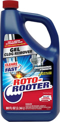 Roto-Rooter Gel Clog Remover Drain Cleaner, Thick Gel Helps Clear Slow Drains and Break Down Hair, Grease and Soap Buildup, Suitable for Pipes, Toilets, Showers and Sinks, 80 oz