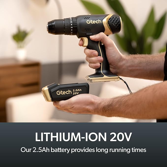 Gtech Power Tool Battery Pack - Lithium-Ion Technology for Longer Runtime - Compatible with All Power Tools - Minimal Self-Discharge - Black/Gold