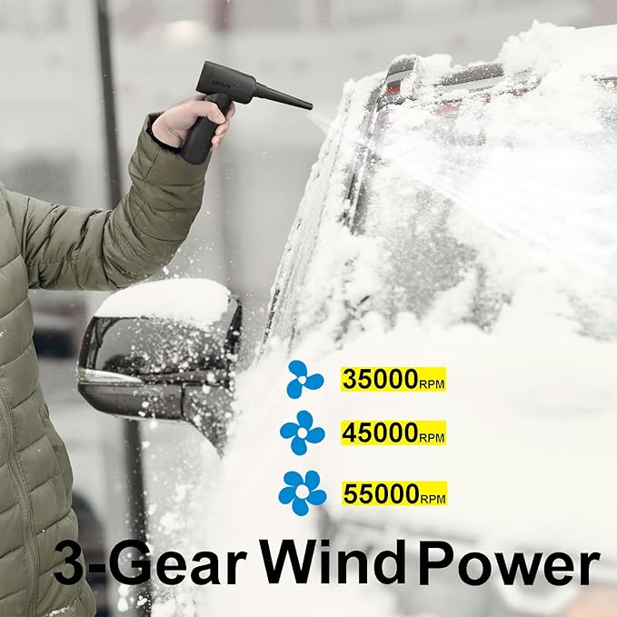 Air Duster,Efficient Electric Air Duster,Compact Rechargeable Cordless Compressed Air Duster,Quiet Air Blower,Portable 3-Gear Versatilie Dust Blower with LED Light for Keyboard Cleaning