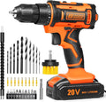 20v Drill Driver Set,Cordless Drill with Battery and Charger,LED Tools Kit,25+1 Torque Setting,43pcs Drill Bits
