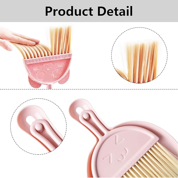 Kalolary 5 Pcs Mini Broom and Dustpan Set, Mini Broom with Dustpan for Home, Little Broom Dustpan Set with Extendable Duster for Cleaning for Office Home Table Desk Key Board