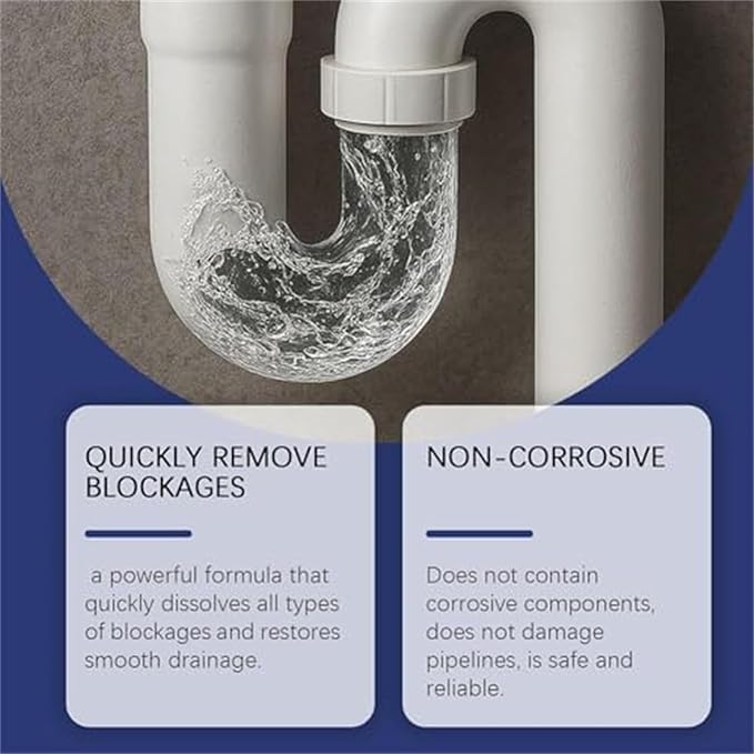 Multi-purpose Drain Cleaner, 10.6oz Powerful Sink and Drain Cleaner, Professional Strength Pipe Dredging Formula for Kitchen Sinks, Shower Drains, Tubs, Dissolves Blockages (2pcs)