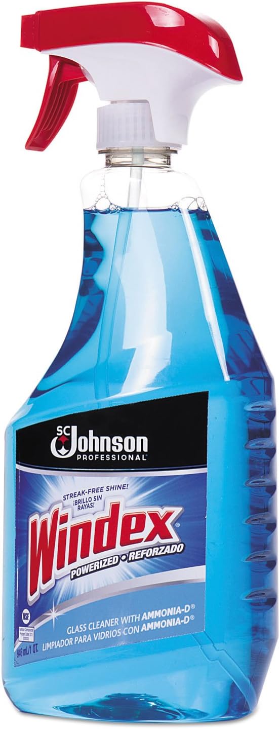 Windex Powerized Glass Cleaner with Ammonia-d, 32 Oz. Trigger Spray Bottle