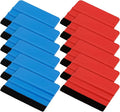 12Pcs Plastic Felt Edge Squeegee Tool Vinyl Squeegee 4 Inch for Window Tint, Wallpaper, Decal Sticker, 6 Blue & 6 Red