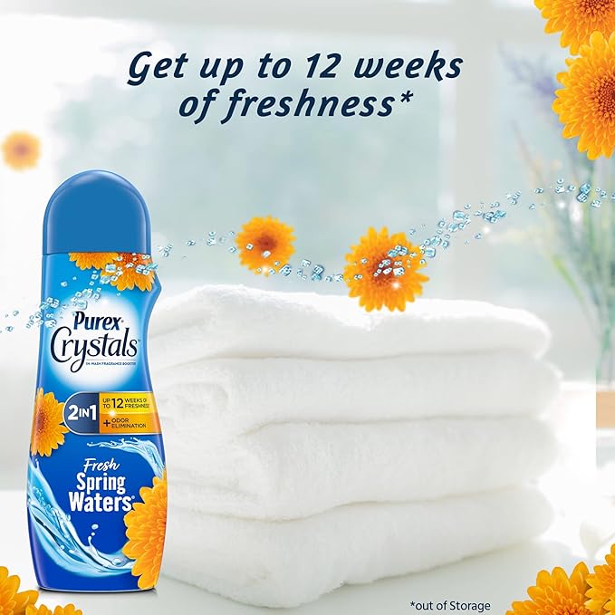 Purex Crystals In-Wash Fragrance and Scent Booster, Fresh Spring Waters, 21 Ounce (Pack of 4)