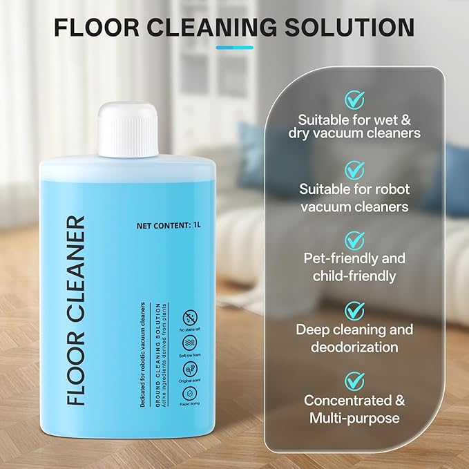 Floor Cleaning Solution Compatible with Roborock Cleaning Solution, Residue & Streak Free, Suitable for All Robot Vacuum Cleaners and Wireless Wet Dry Dual-Use Vacuum Cleaners