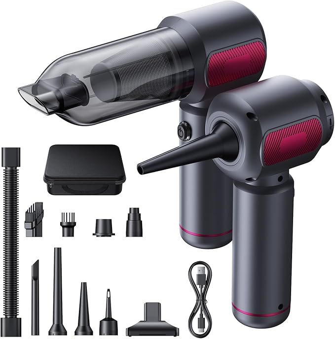 REWONDER Car Vacuum Cleaner High Power, 22000Pa Vacuum Cleaner & 110000RPM Air Duster, Handheld Vacuum with 7800mAh Battery for Valentines Day Gifts, Storage Bag & Multi-Nozzles for Car, Home