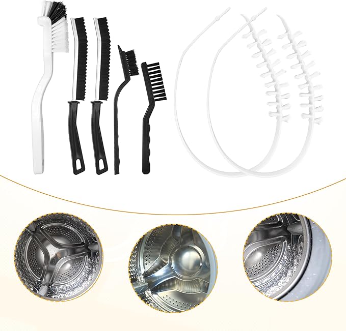 7PCS Washing Machine Cleaning Brush Kits,Durable Cleaning Tool for Washing Machine Drums,Crevice Brush for Bathroom, Shower and Kitchen
