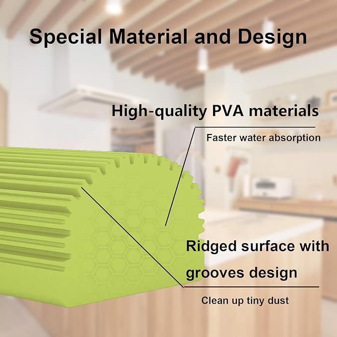 6-Pack Damp Clean Duster Sponge,Duster Cleaning Sponge for Housekeeping,Reusable Cleaning Sponge for Blinds,Vents,Mirrors,Glass, Baseboards,Window Track Grooves and Railings (Yellow-Green)