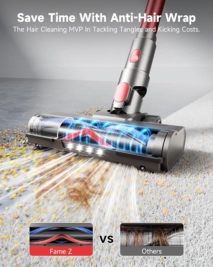 AIPOWAY Vacuum Cleaners for Home, 650W 55KPA Cordless Vacuum Cleaner, 75 Mins 2L Double Dustcup Stick Vacuum Cordless Rechargeable, Anti-Tangle & Wall Mount Charging, for Hard Floors Carpet Pet Hair