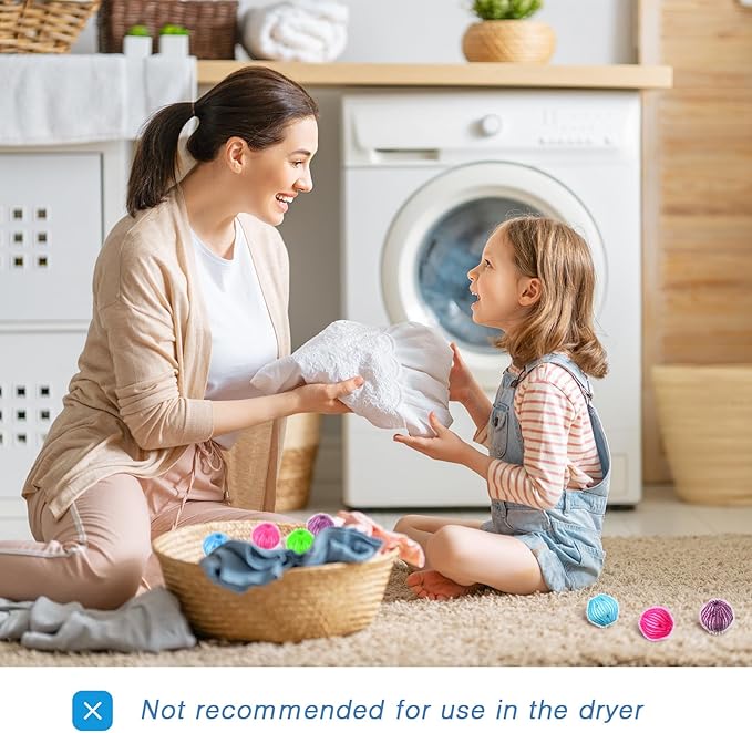 Blulu 12 Pieces Pet Hair Remover for Laundry Dryer Balls Reusable Washing Machine Hair Catcher Pet Dog Cat Catcher Lint Remover (Bright Color)