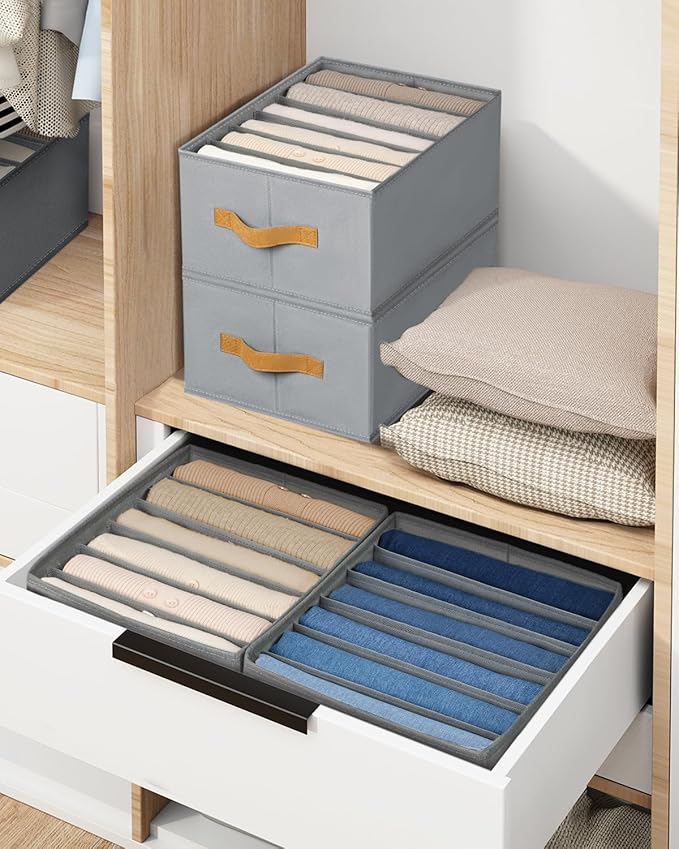DIMJ Wardrobe Clothes Organizer - Foldable Drawer Organizers for Clothing, Fabric Clothes Organizer, Closet Organizers and Storage Boxes for Jeans, TShirt, Sweaters, Pants, Underwear, Legging