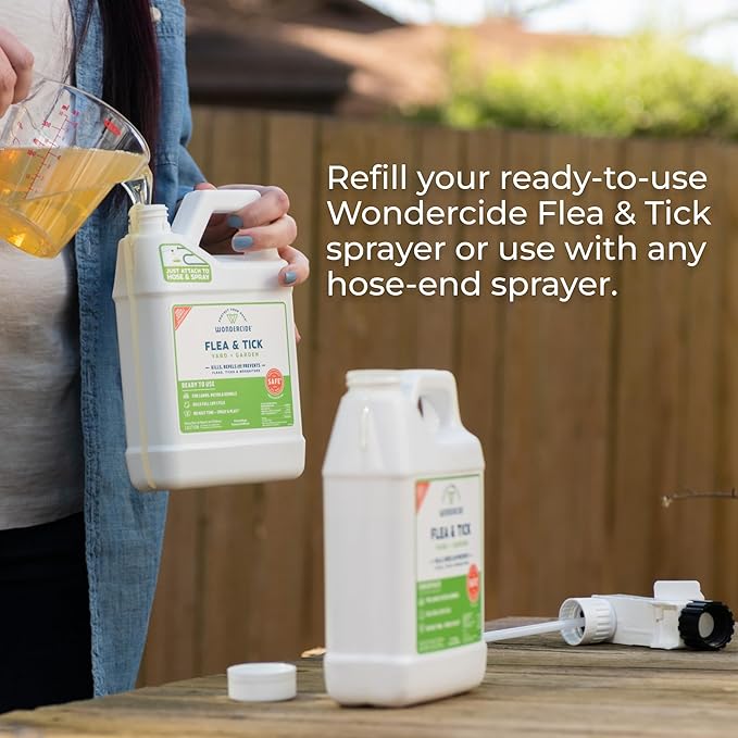 Wondercide - Flea and Tick Spray Concentrate for Yard and Garden with Natural Essential Oils – Kill, Control, Prevent, Fleas, Ticks, Mosquitoes and Insects - Safe Around Pets, Plants, Kids - 32 oz
