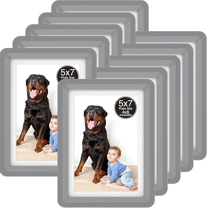 5x7 Picture Frame, Clear Acrylic Photo Frame with White Mat for 4x6 Photos, One-Piece Shatterproof Tool-Free Design, UV-Resistant Waterproof Tabletop Frame for Home Office Decor with 10-Year Warranty