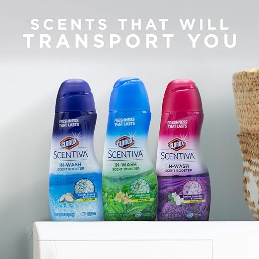 Clorox Scentiva Scent Booster Beads Laundry Freshener, Tuscan Lavender & Jasmine Scent | In-Wash Laundry Scent Booster Beads for Fresh Clothes and Linens, 9.7 Ounce, 6 Pack