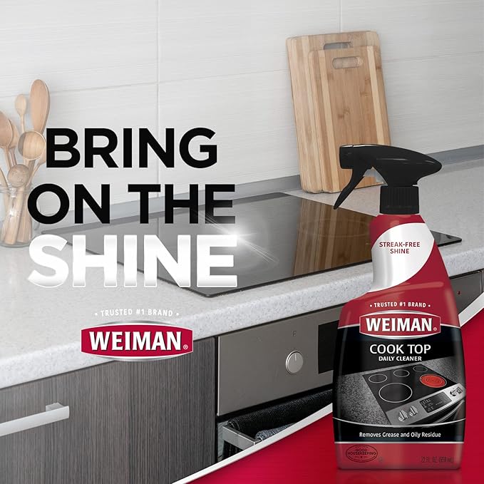 Weiman Stovetop Cleaner & Stainless Steel Cleaner - 22 Ounce - Daily Appliance Kitchen Cleaning Kit