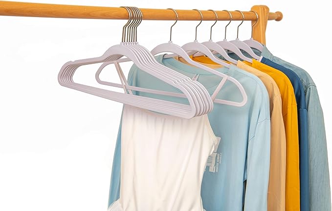 Quality Hangers 160 Pack Non-Velvet Plastic Hangers for Clothes - Heavy Duty Coat Hanger Set - Space-Saving Closet with Chrome Swivel Hook, Functional Non-Flocked Hangers - Cream White