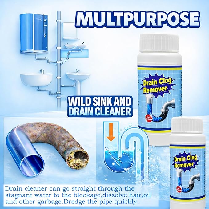 Wild Tornado Pipe Dredge, Powerful Sink and Drain Cleaner Powder, Fast Foaming Drain Cleaner for Kitchen and Pipes Cleaning Tool Clog Remover