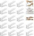 20 Pack Shoe Slots Organizer Adjustable Level Shoe Stacker Holder Storage Space Saving Sneakers Display Tray Rack for Closet (Transparent, 20 Pack)