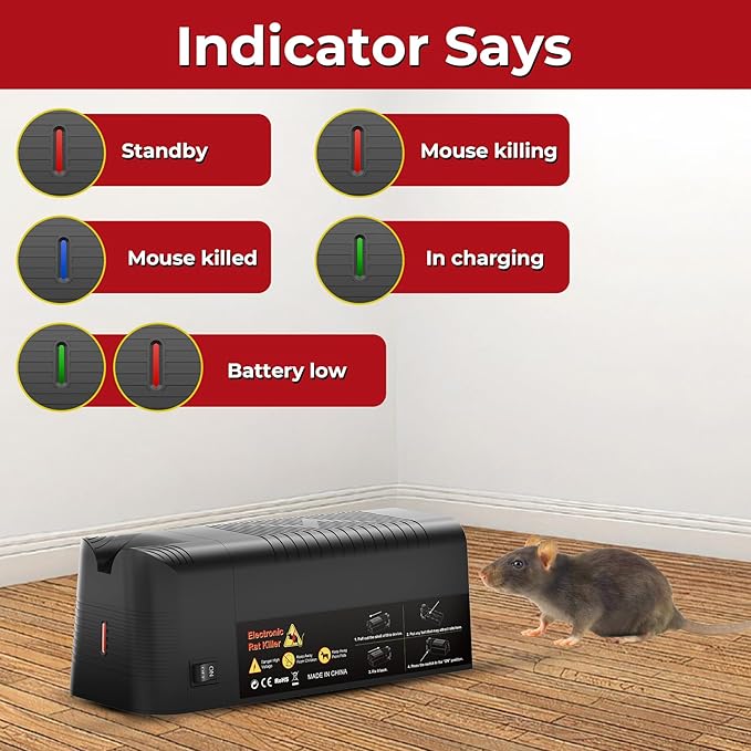 X-PEST Electronic Rat Trap 2 Pack – Big Size Electric Mouse Trap Zapper for Indoor Use, Reusable Rodent Trap, No Touch No See, Effective Mice & Rat Control