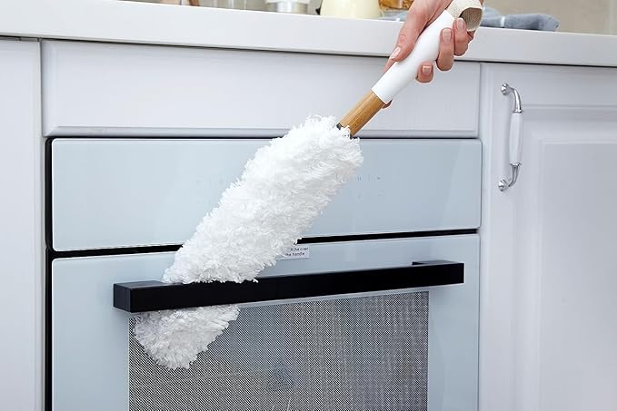 Full Circle Dust Whisperer Microfiber Duster - Machine Washable, For Ceiling Fans, Blinds, Furniture - White