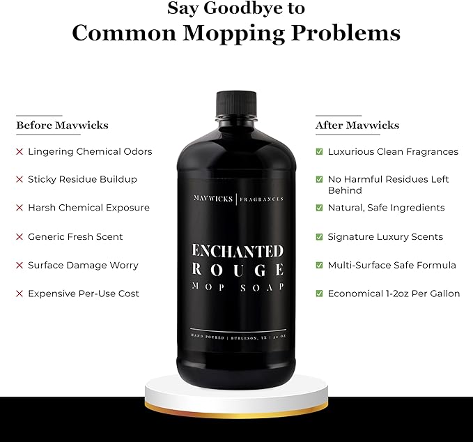 Fragrances - Luxury Mop Soap (Enchanted Rouge) 32 Oz – Enchanted Rouge Scented Floor Cleaner for Mopping – Pet Safe, Best Smelling Mop Detergent for All Surfaces