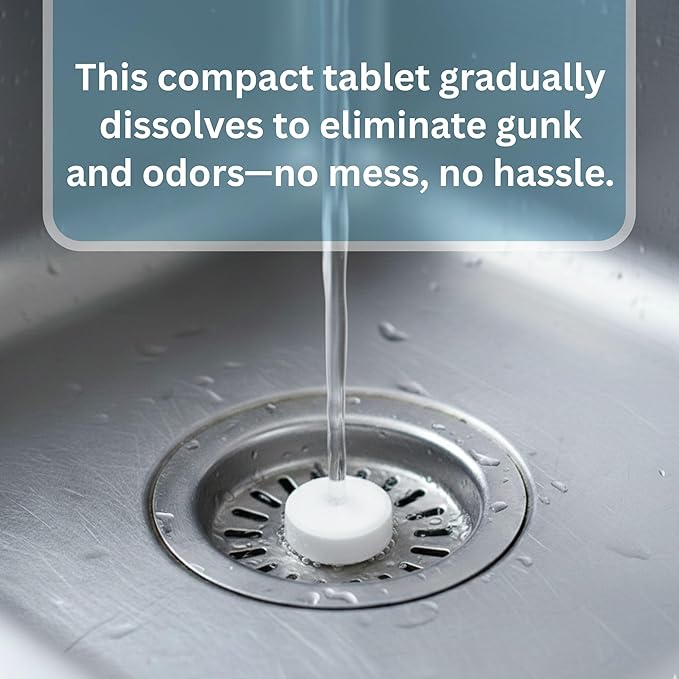 Drain, Toilet & Garbage Disposal Cleaning Tablets (10ct) – Powerful Deodorizing & Cleaning Tablets for Kitchen Sinks, Showers & Bathroom Drains – Non-Corrosive & Safe for Septic Systems
